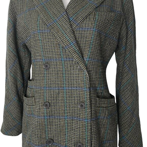 Vtg Escada Wool Blazer Jacket by Margaretha Ley Size 38 Plaid Double Breasted - Picture 7 of 10